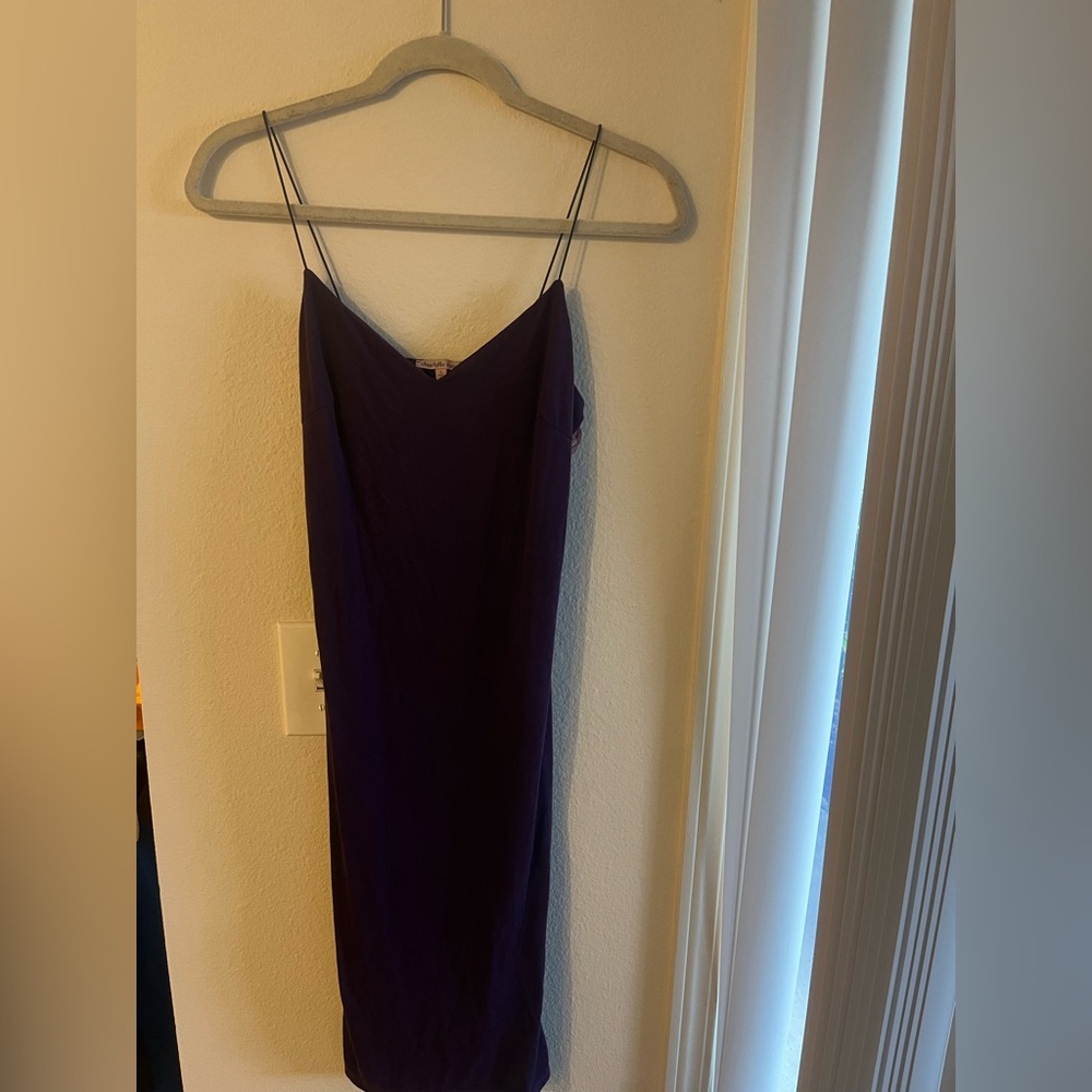 Purple Suede Bodycon Spaghetti Strap Dress